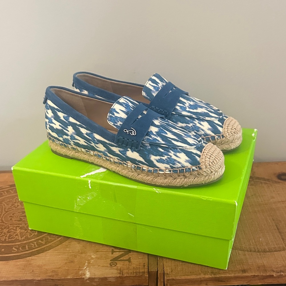 Sam Edelman Blue & White Espadrille Flats